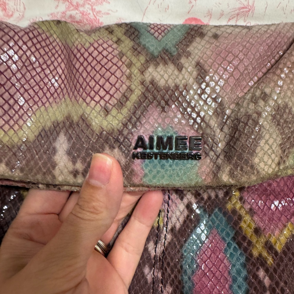 Aimee Kestenberg Python Print Leather Shoulder Ba… - image 2